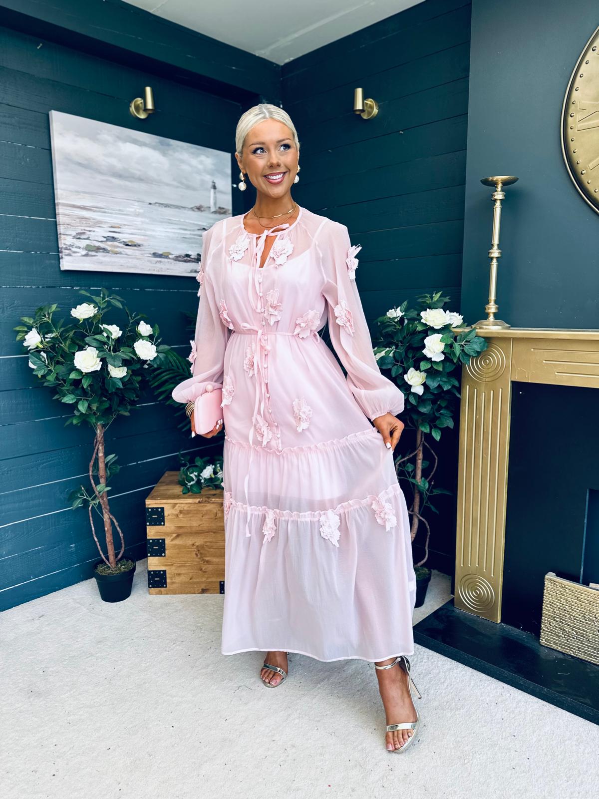 Enya Embellished Occasion Dress Pwr Pink