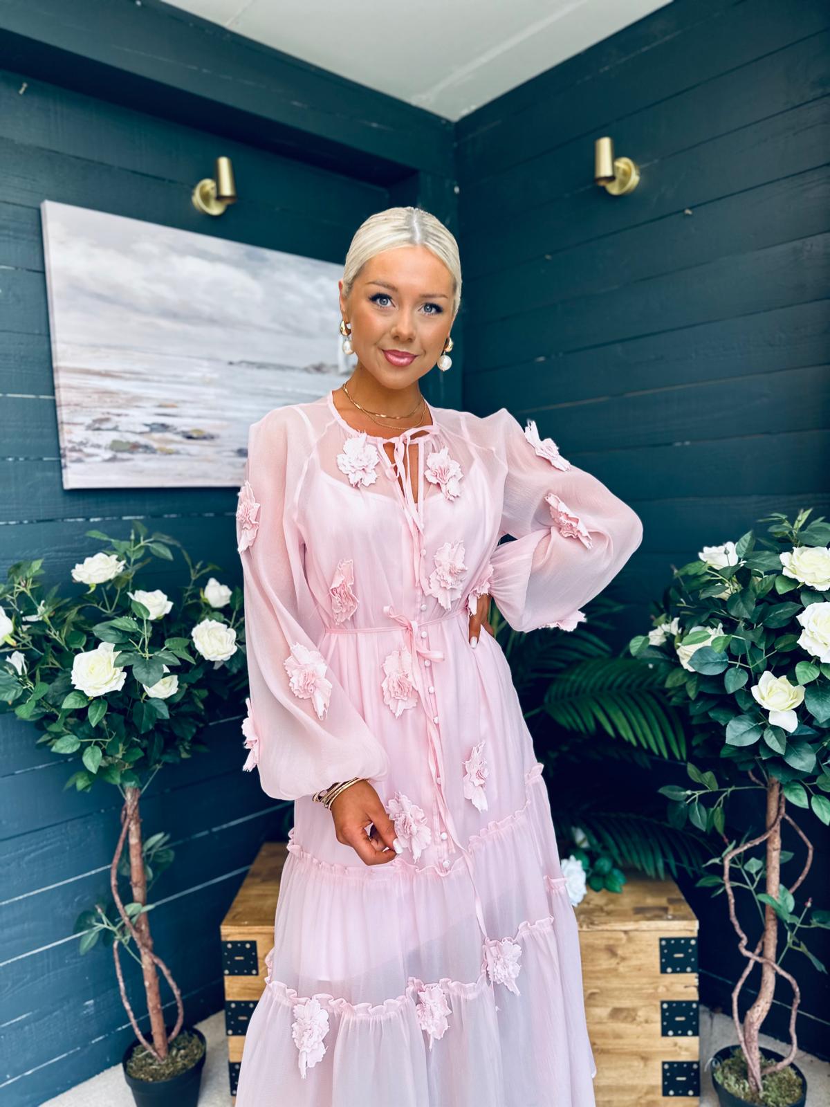 Enya Embellished Occasion Dress Pwr Pink