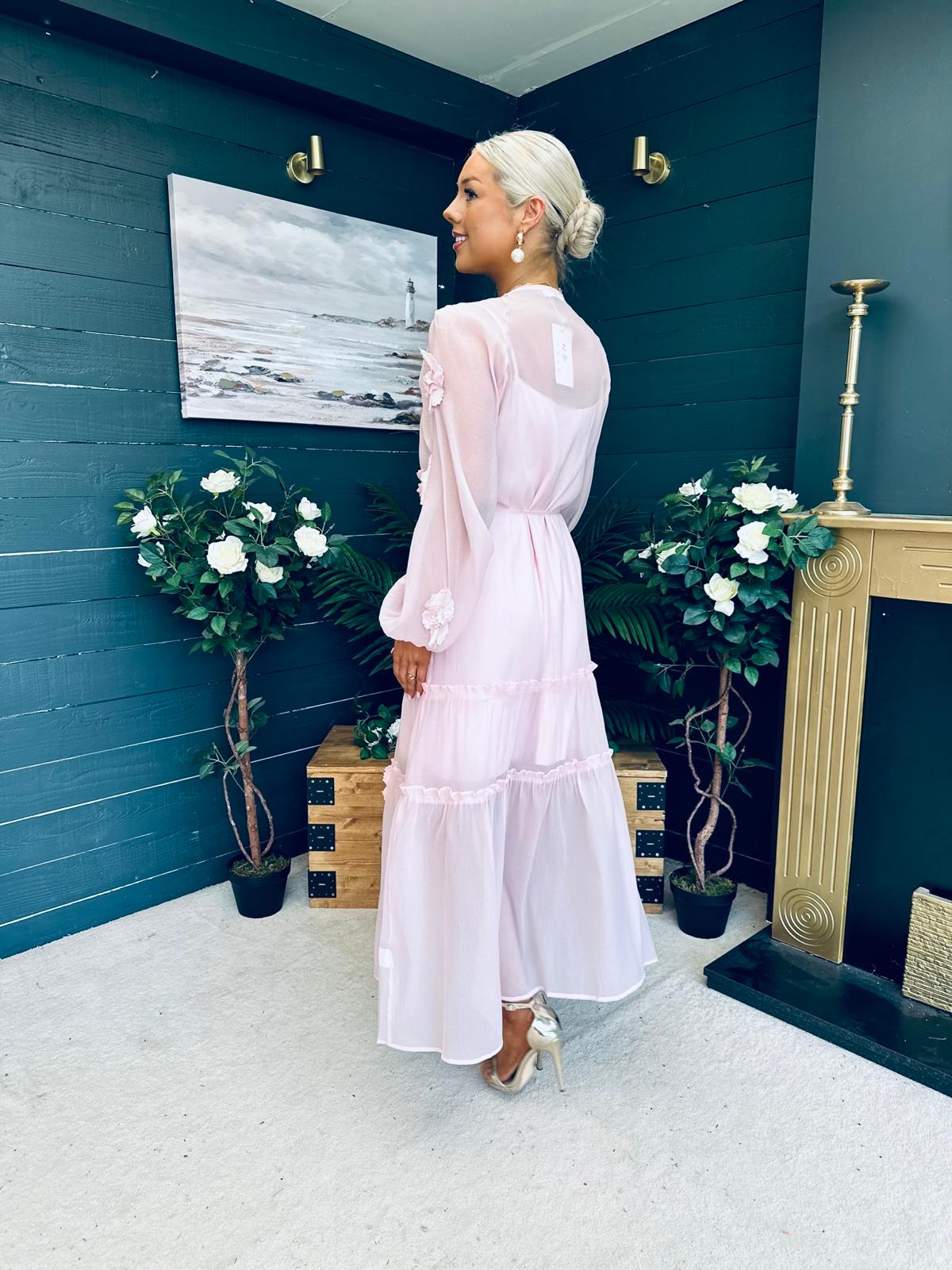 Enya Embellished Occasion Dress Pwr Pink