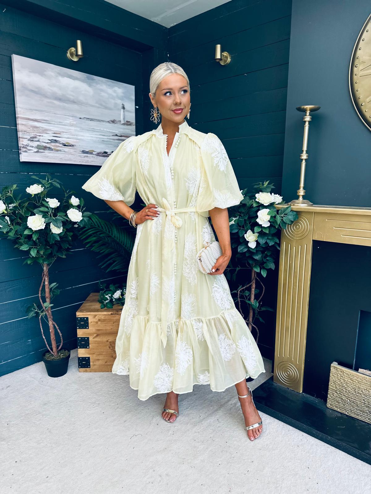 Brodie Detailed Occasion Dress Yellow