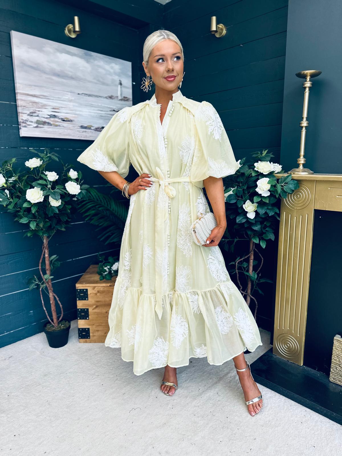 Brodie Detailed Occasion Dress Yellow