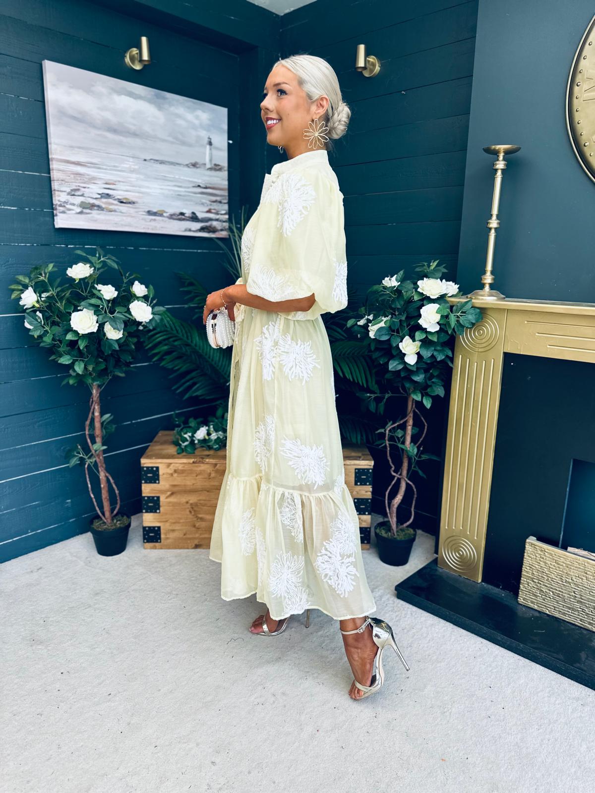 Brodie Detailed Occasion Dress Yellow