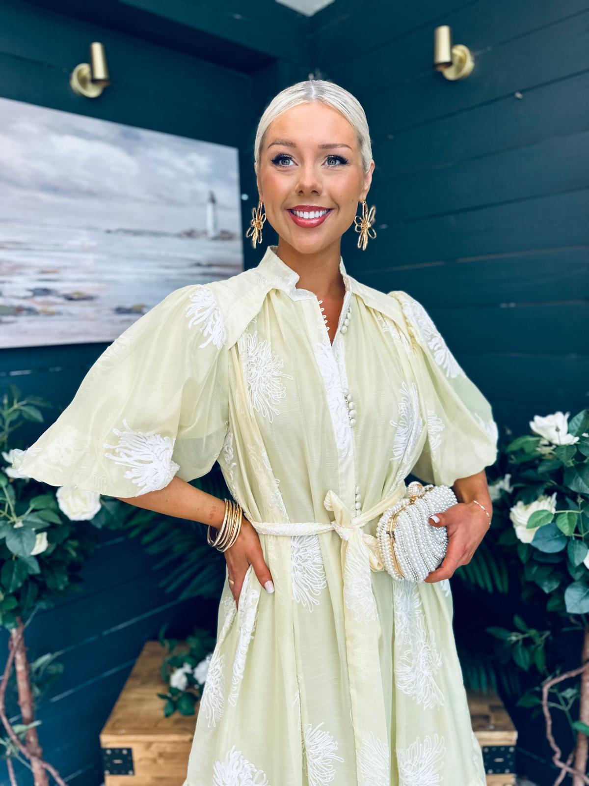 Brodie Detailed Occasion Dress Yellow