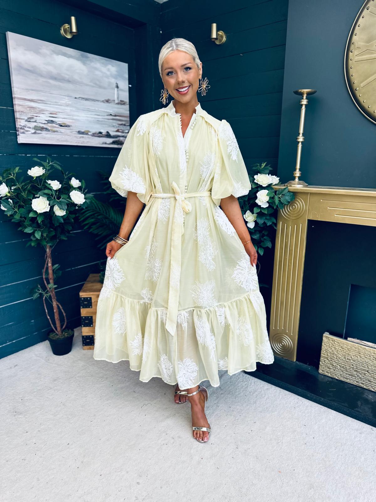 Brodie Detailed Occasion Dress Yellow