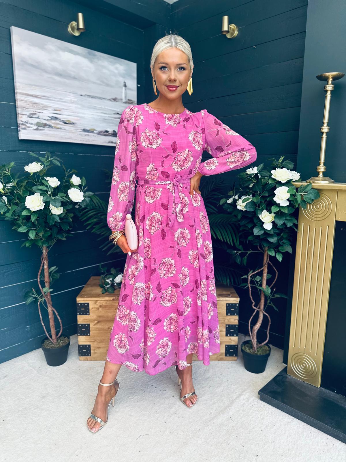 Teagan Round Neck Midi Dress Purple