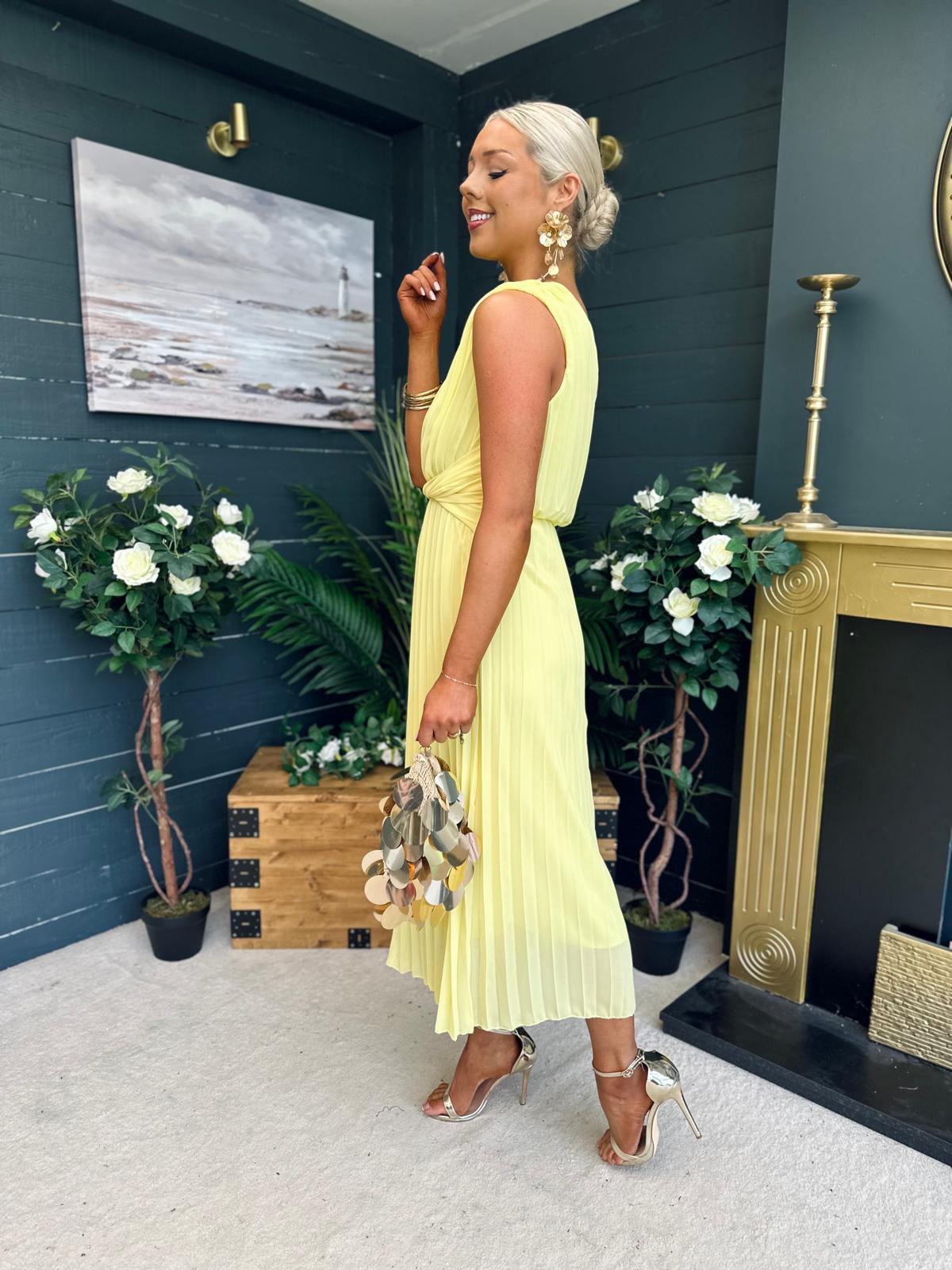 Robyn One Shoulder Midi Dress Yellow