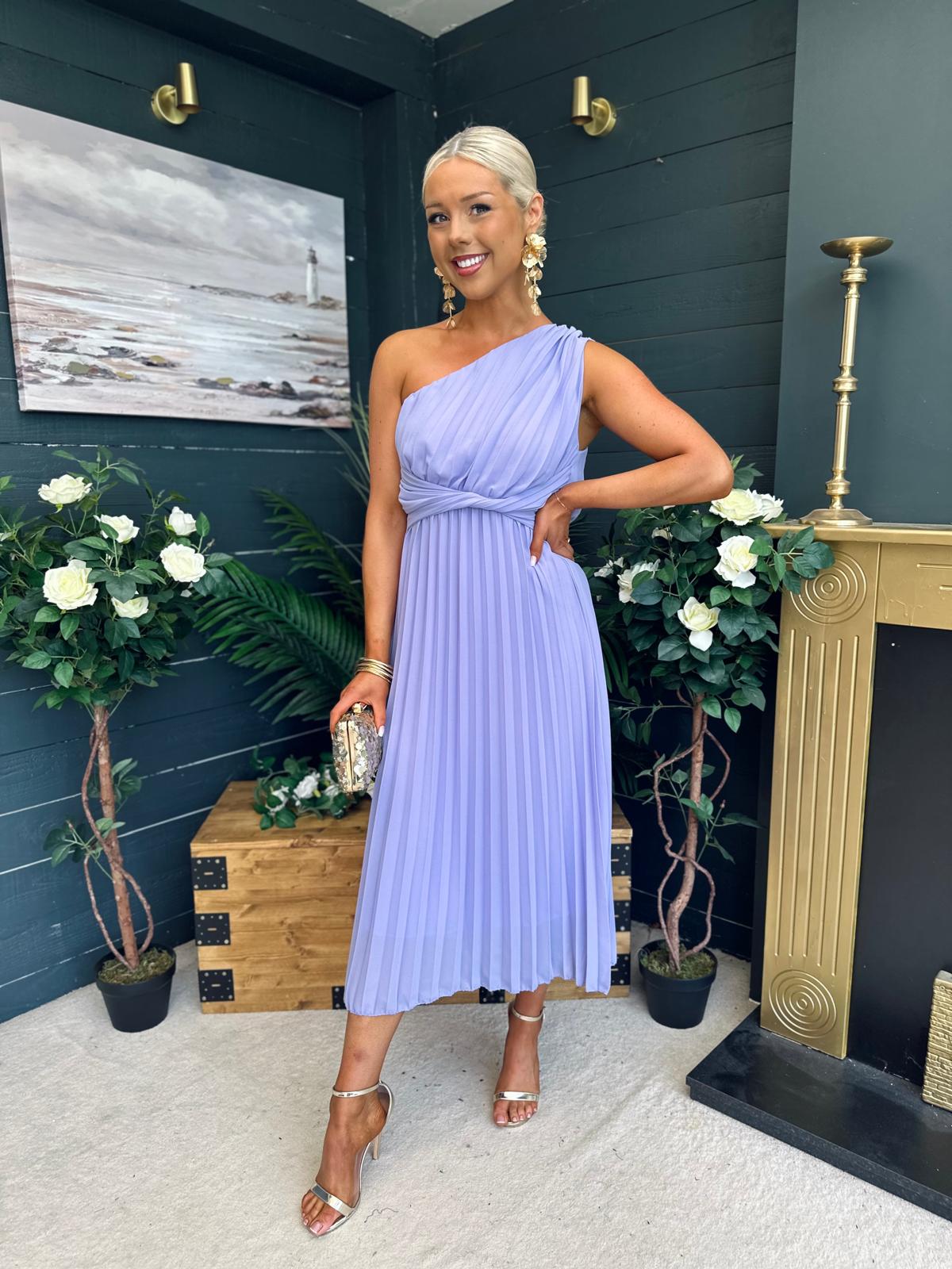 Robyn One Shoulder Midi Dress Lilac