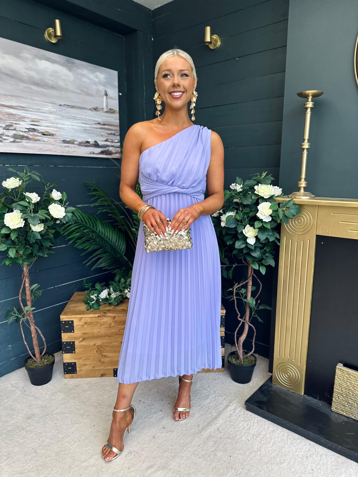 Robyn One Shoulder Midi Dress Lilac