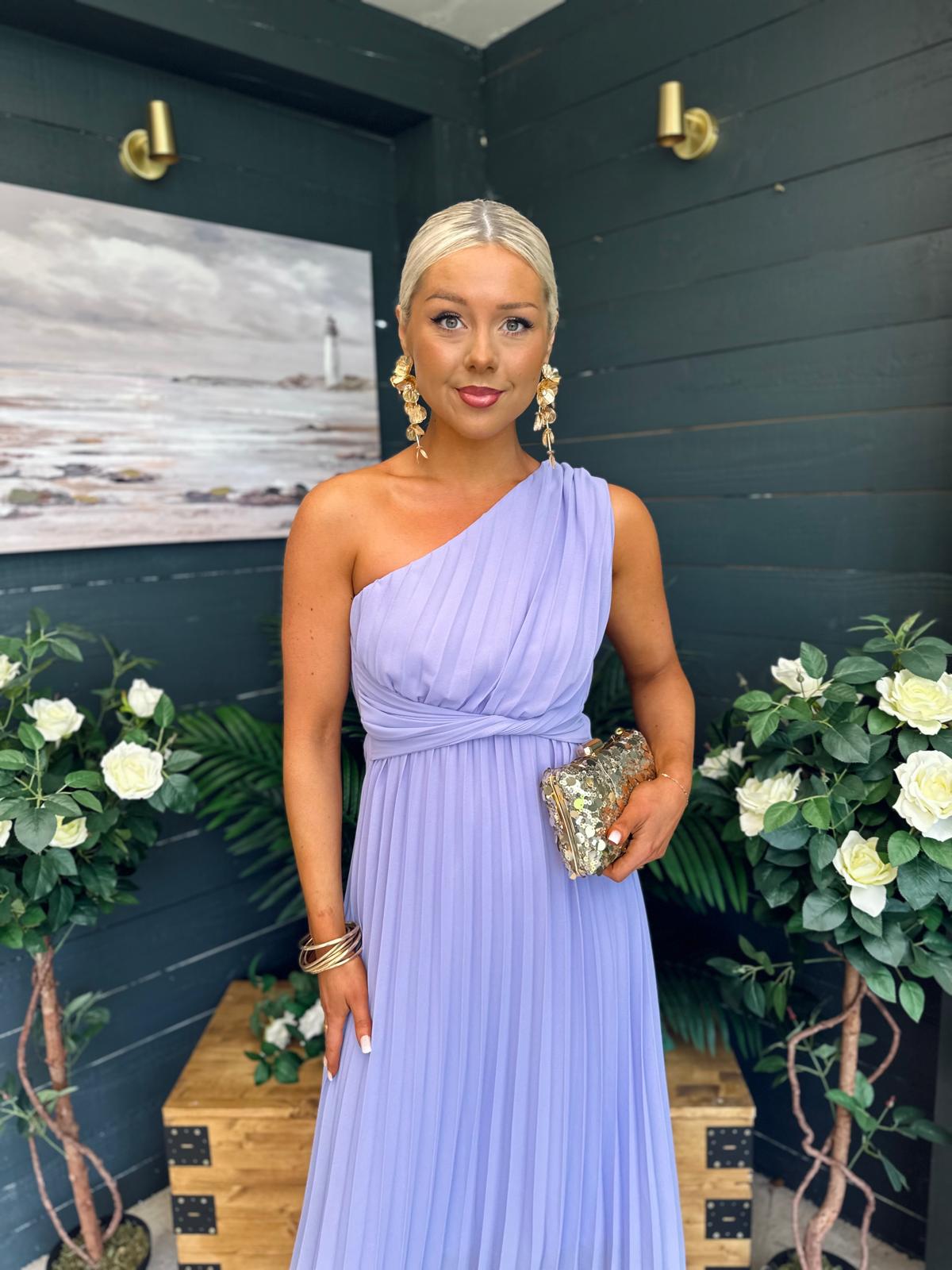 Robyn One Shoulder Midi Dress Lilac