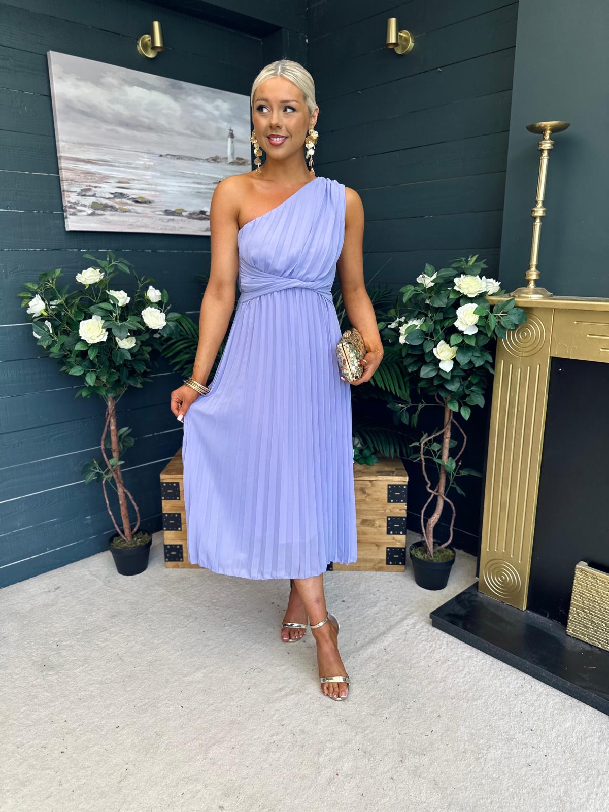 Robyn One Shoulder Midi Dress Lilac