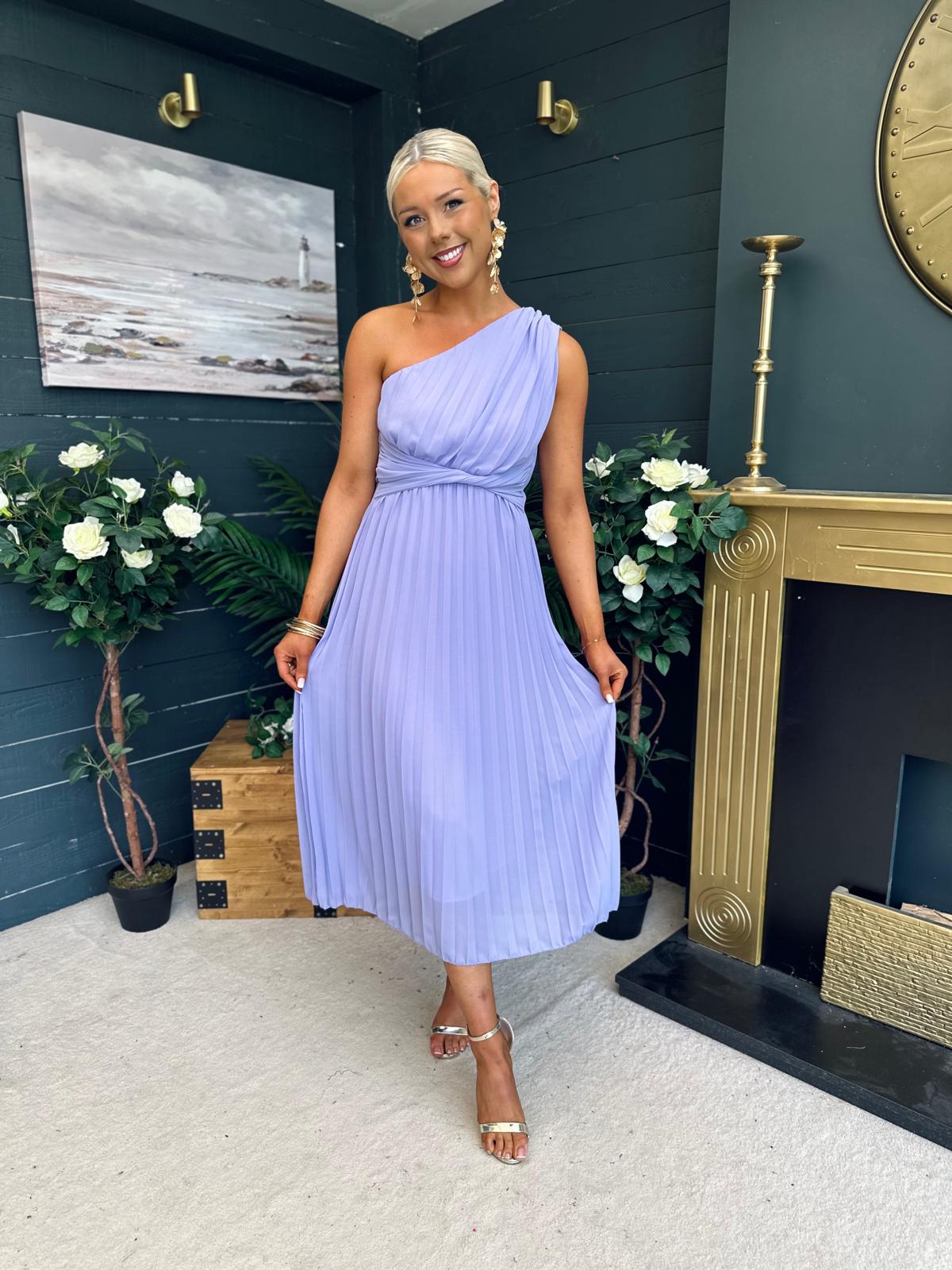 Robyn One Shoulder Midi Dress Lilac