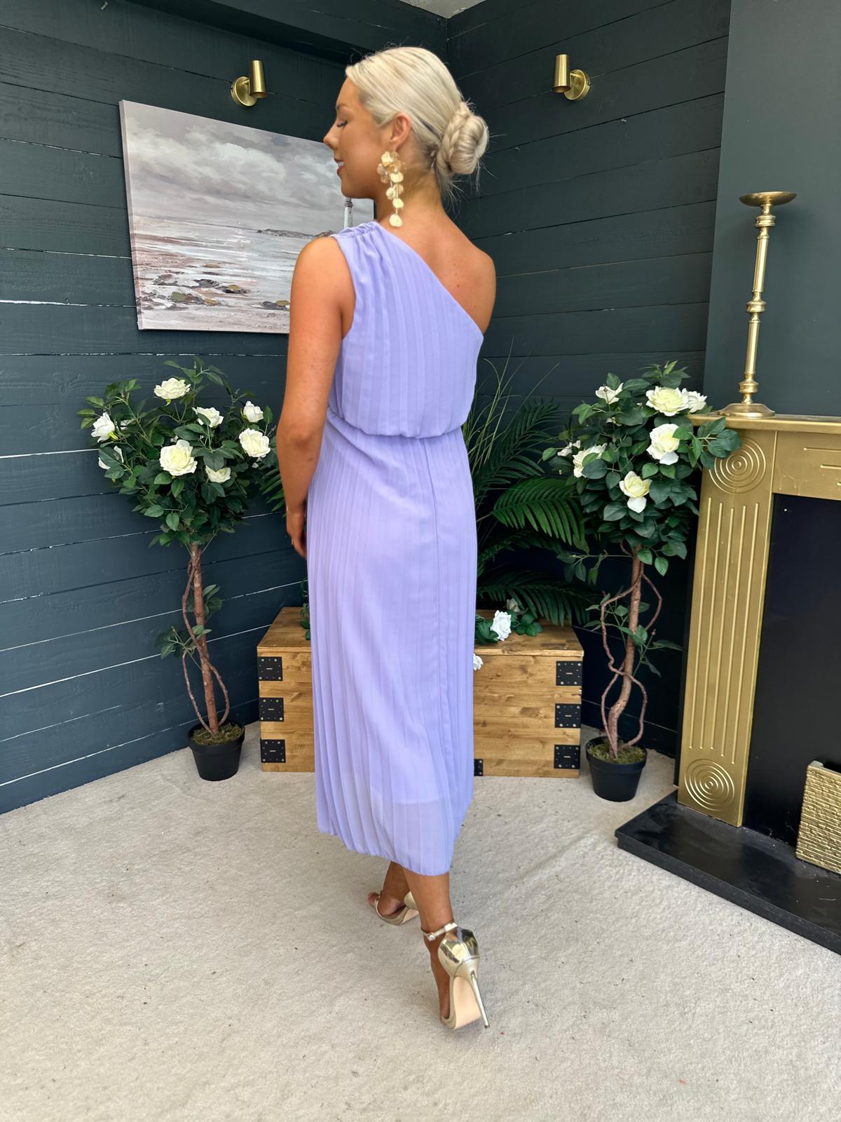 Robyn One Shoulder Midi Dress Lilac