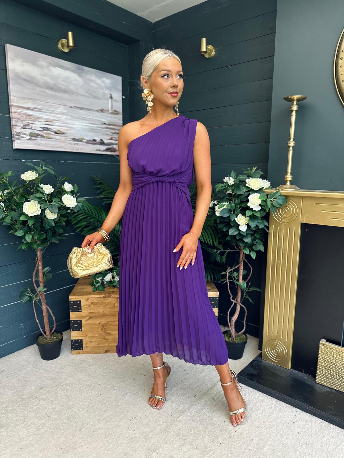 Robyn One Shoulder Midi Dress Violet