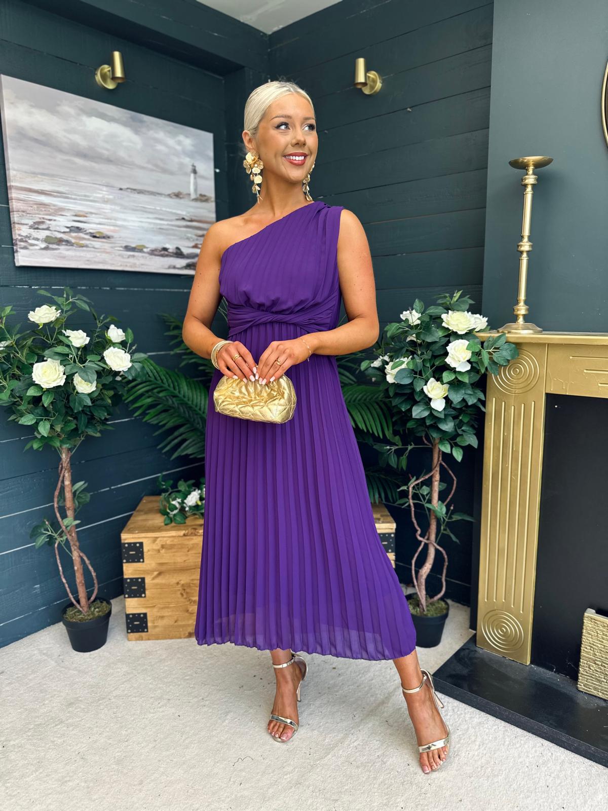 Robyn One Shoulder Midi Dress Violet