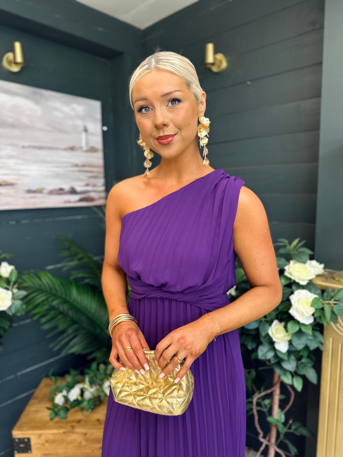 Robyn One Shoulder Midi Dress Violet