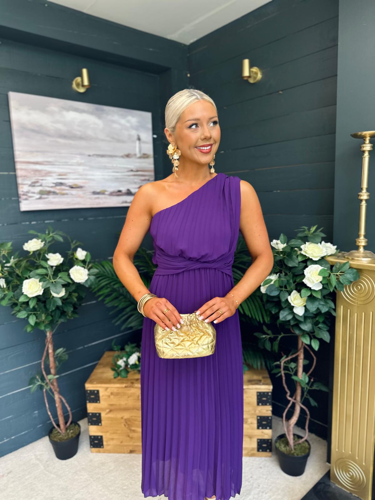 Robyn One Shoulder Midi Dress Violet