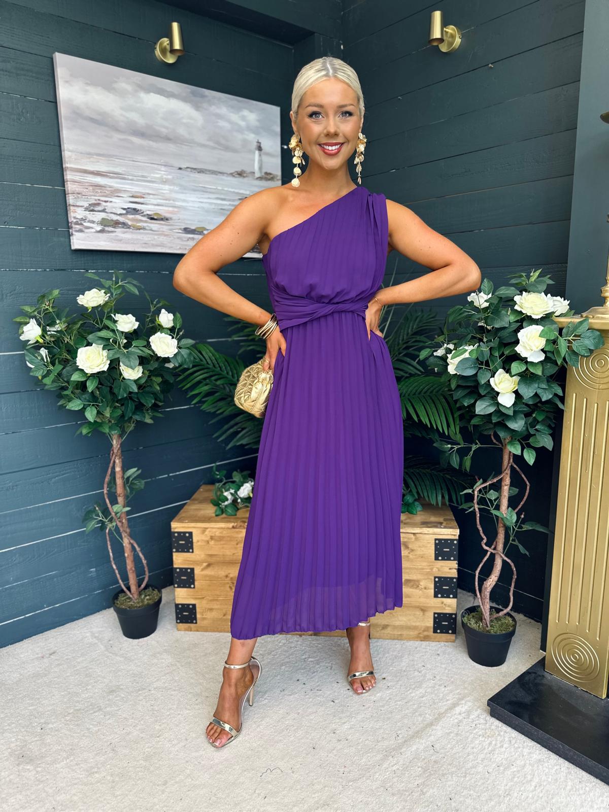 Robyn One Shoulder Midi Dress Violet