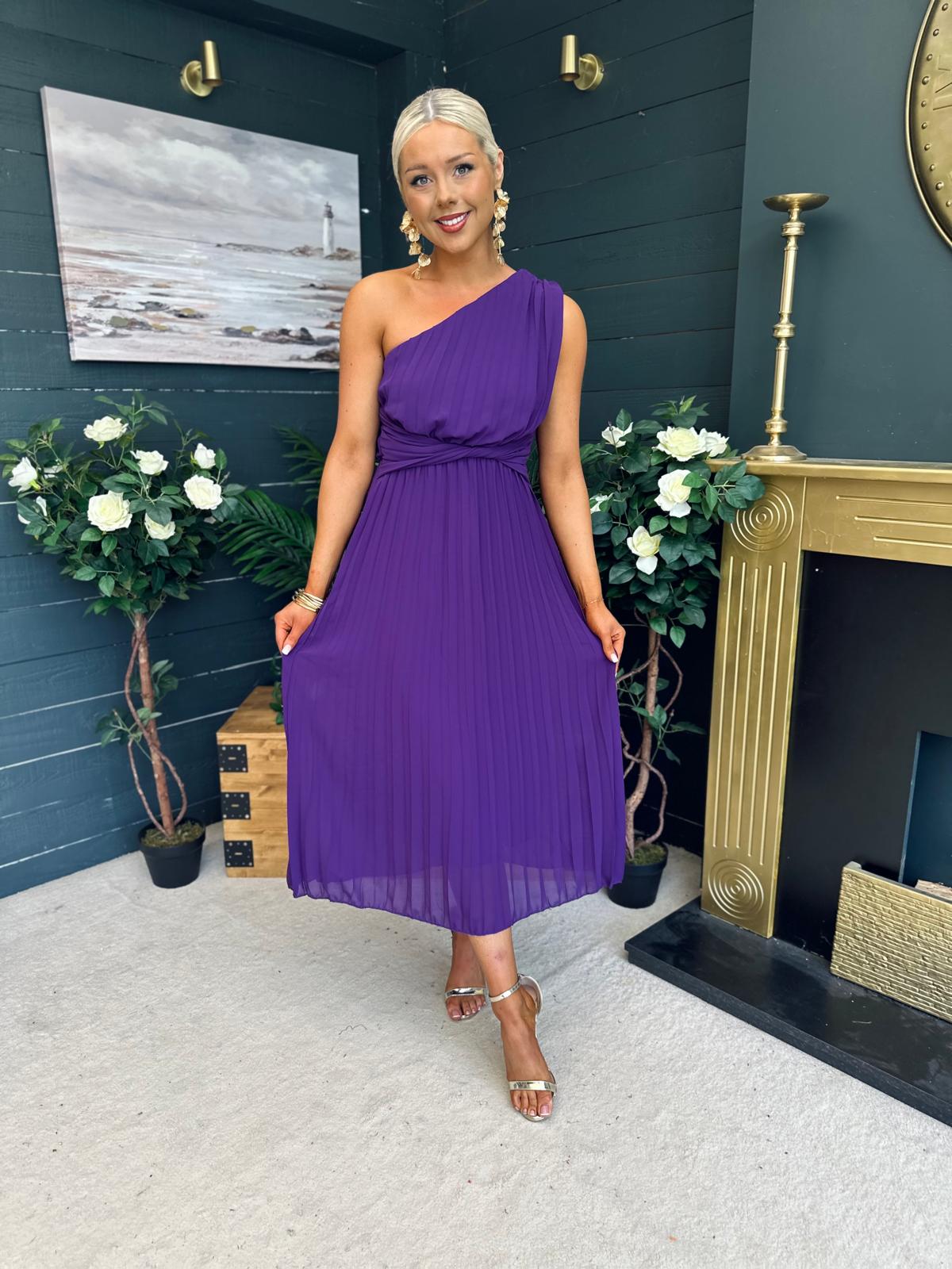Robyn One Shoulder Midi Dress Violet