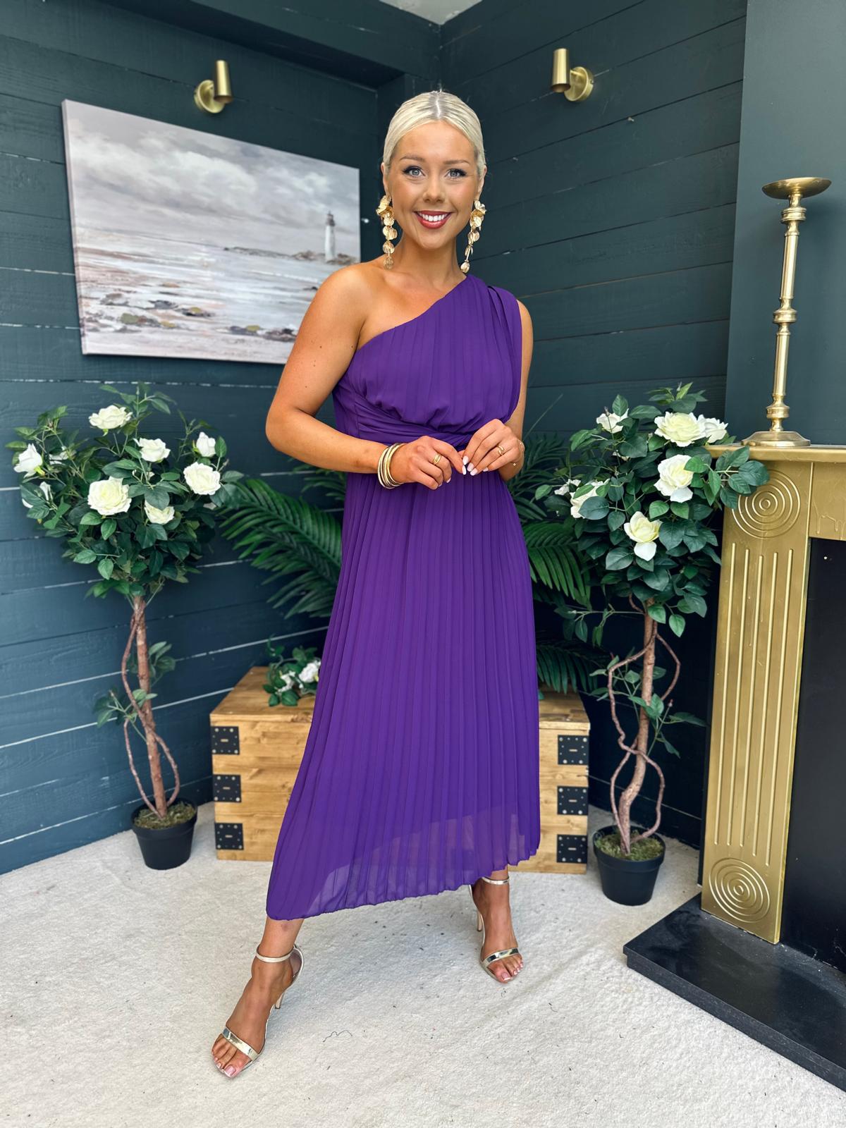 Robyn One Shoulder Midi Dress Violet