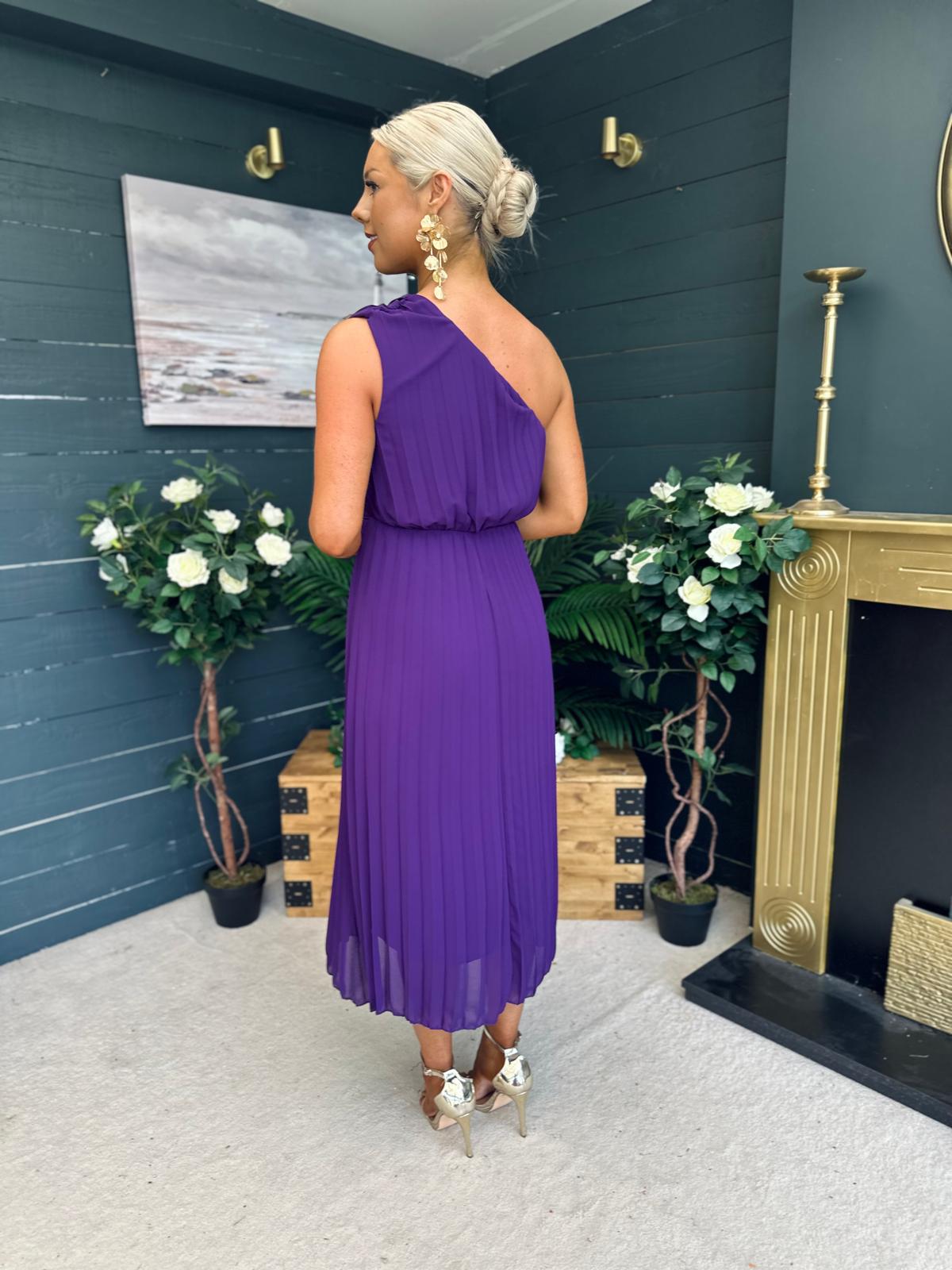 Robyn One Shoulder Midi Dress Violet