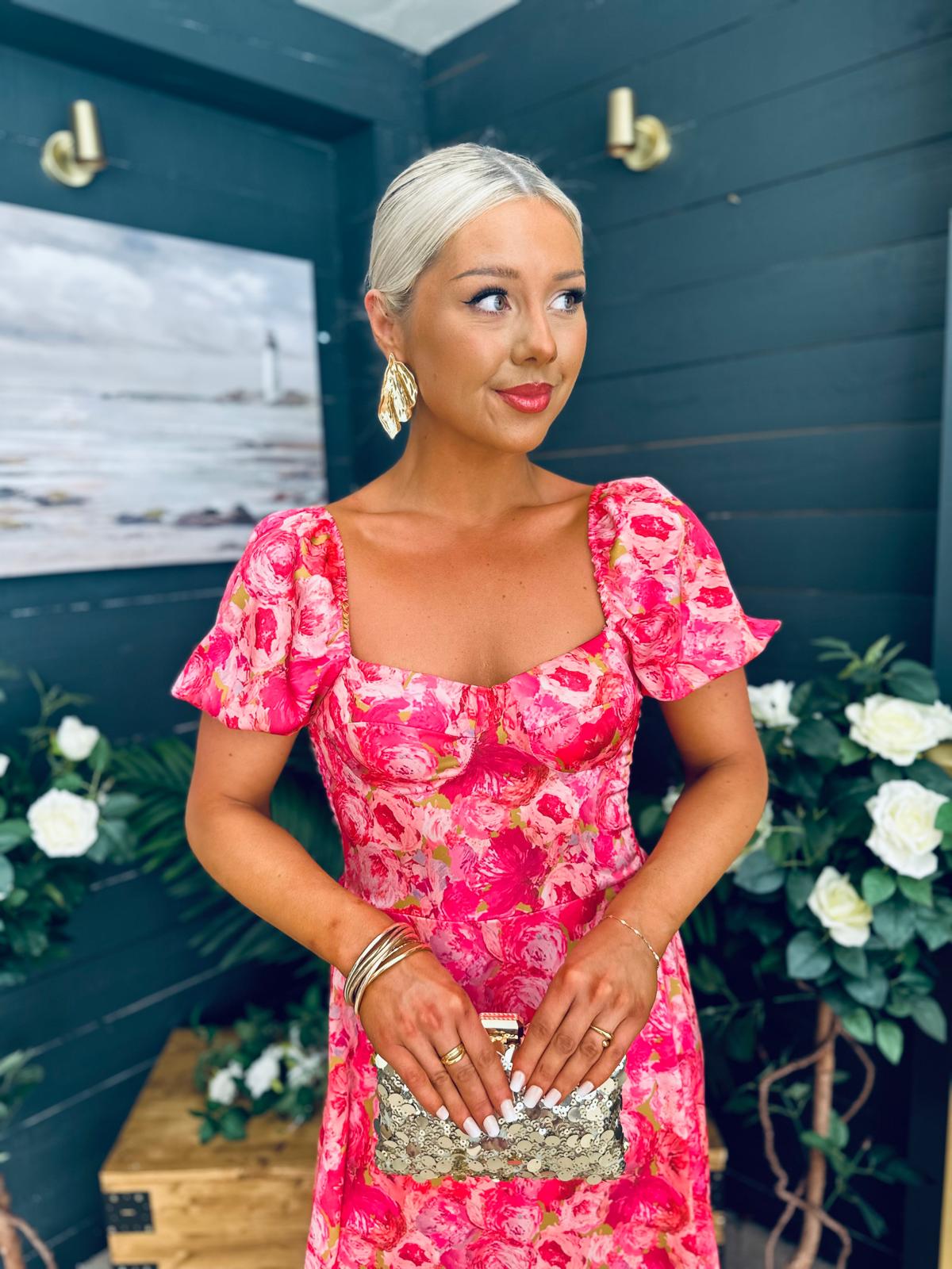 Katie Sweetheart Midi Dress Pink