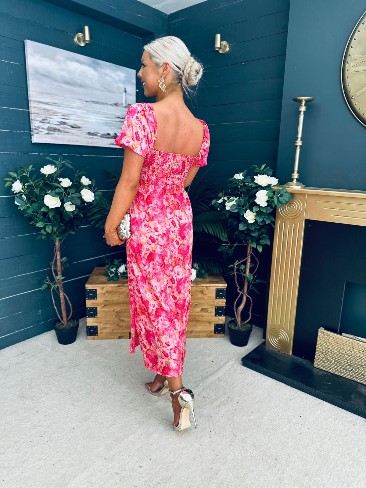 Katie Sweetheart Midi Dress Pink