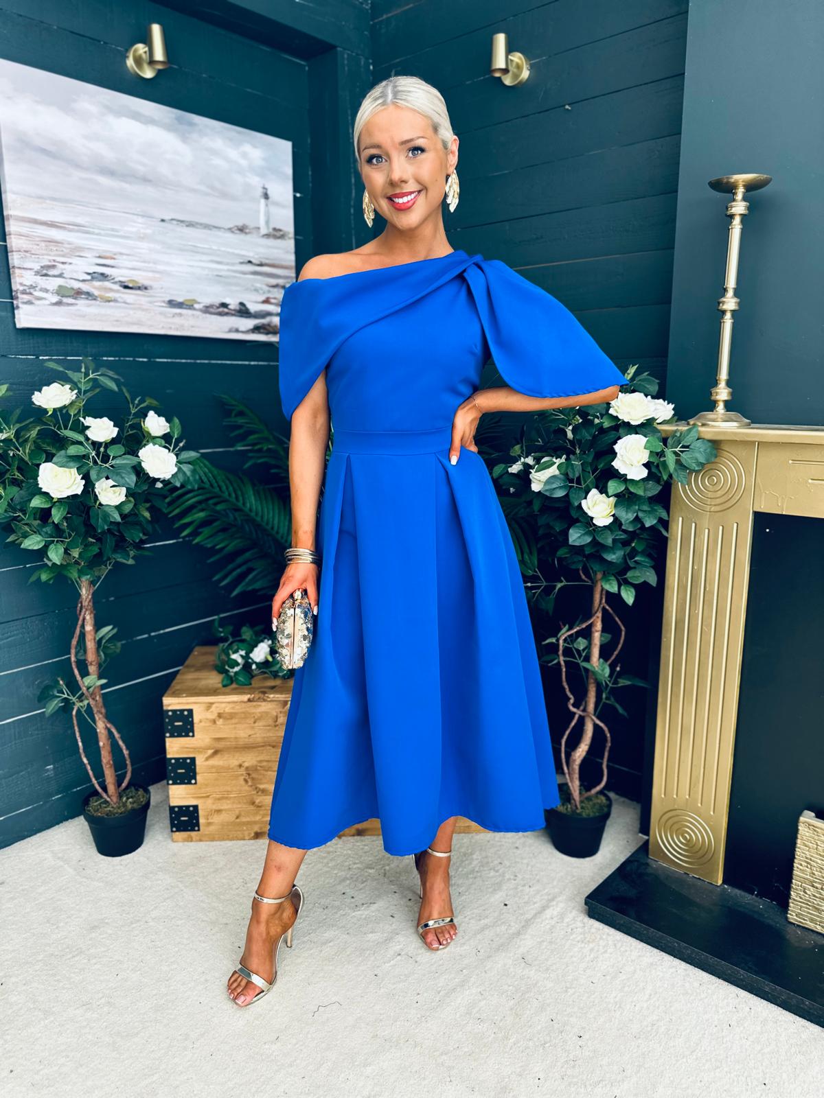 Laura Detailed Occasion Dress Cobalt