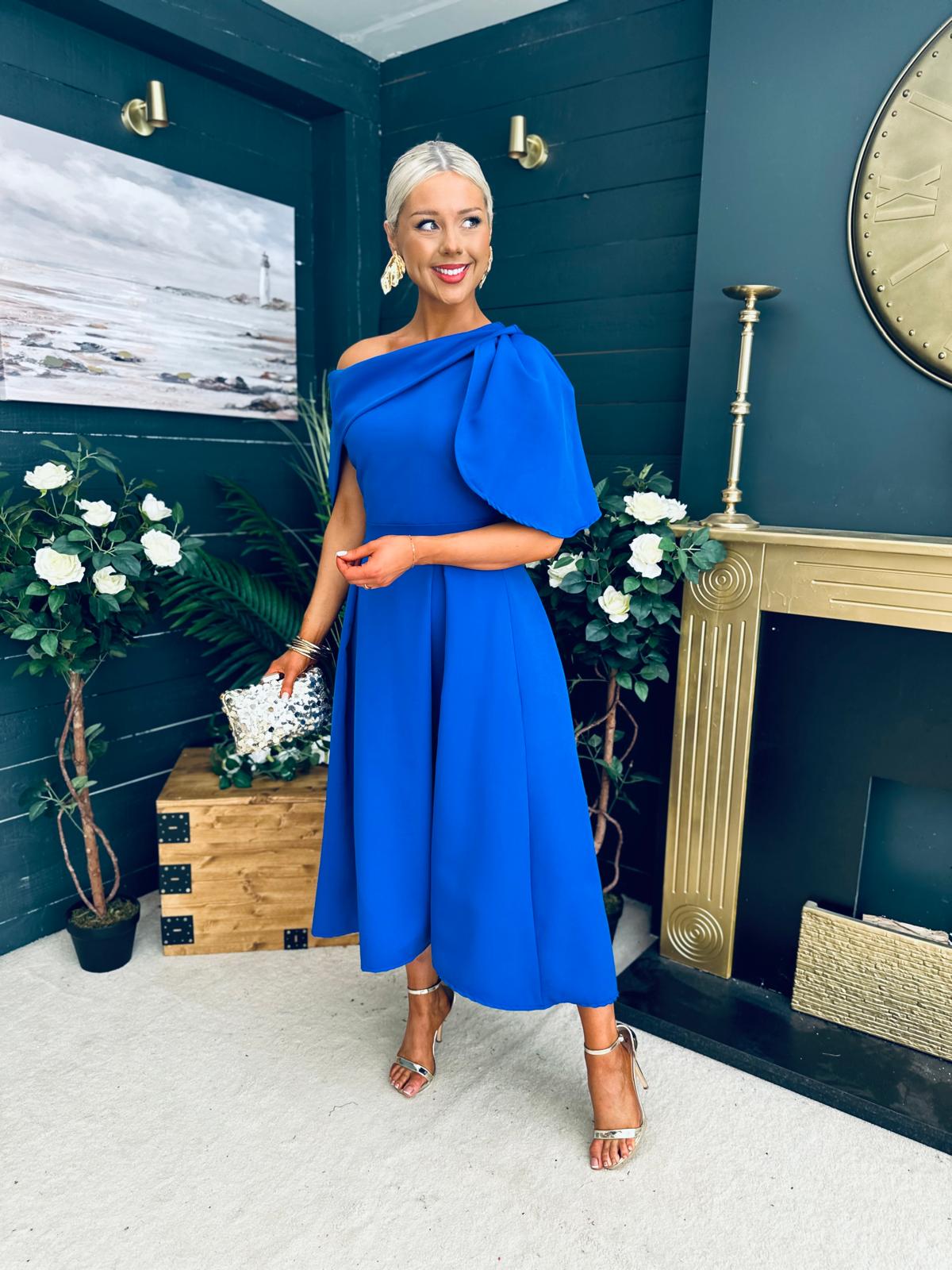 Laura Detailed Occasion Dress Cobalt