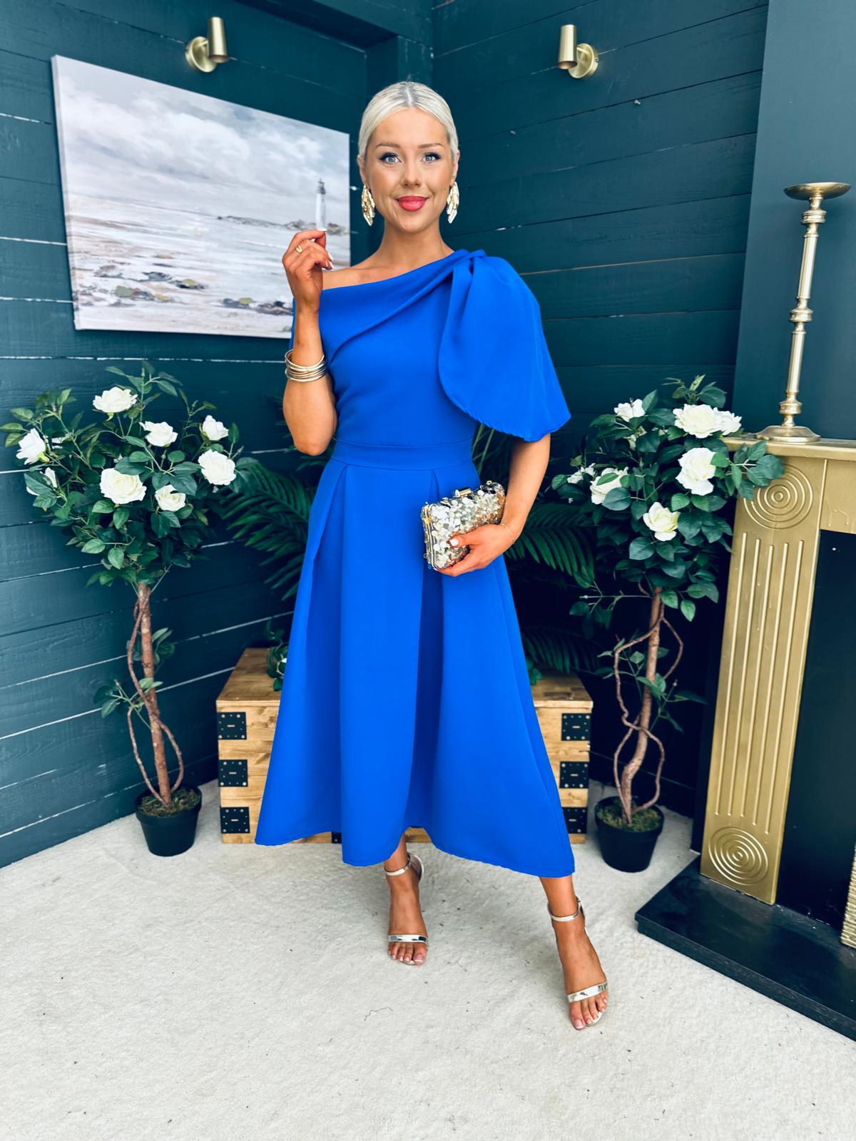 Laura Detailed Occasion Dress Cobalt