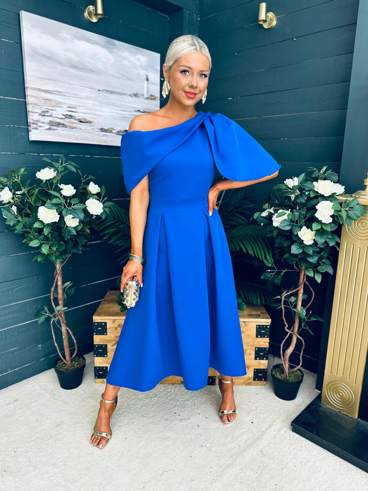 Laura Detailed Occasion Dress Cobalt