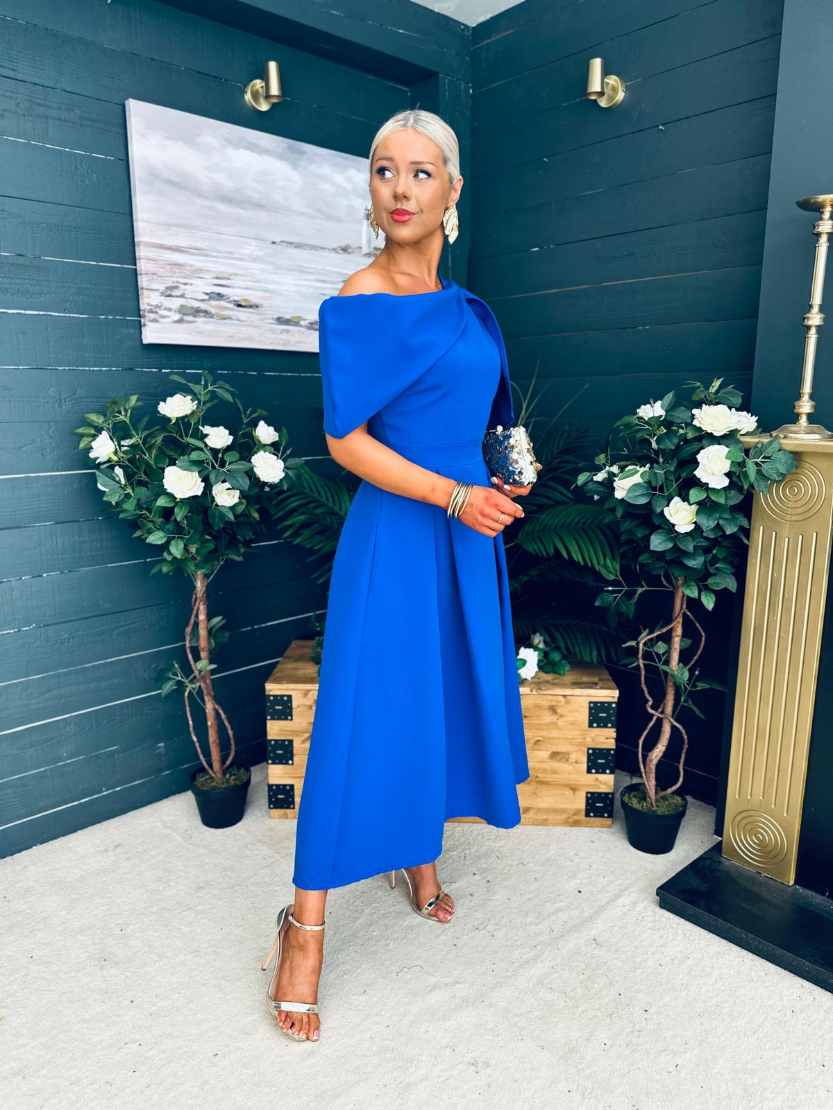 Laura Detailed Occasion Dress Cobalt