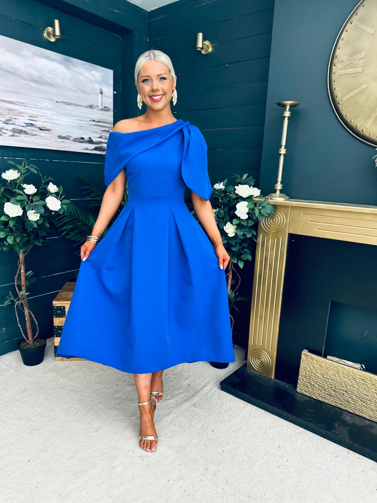 Laura Detailed Occasion Dress Cobalt