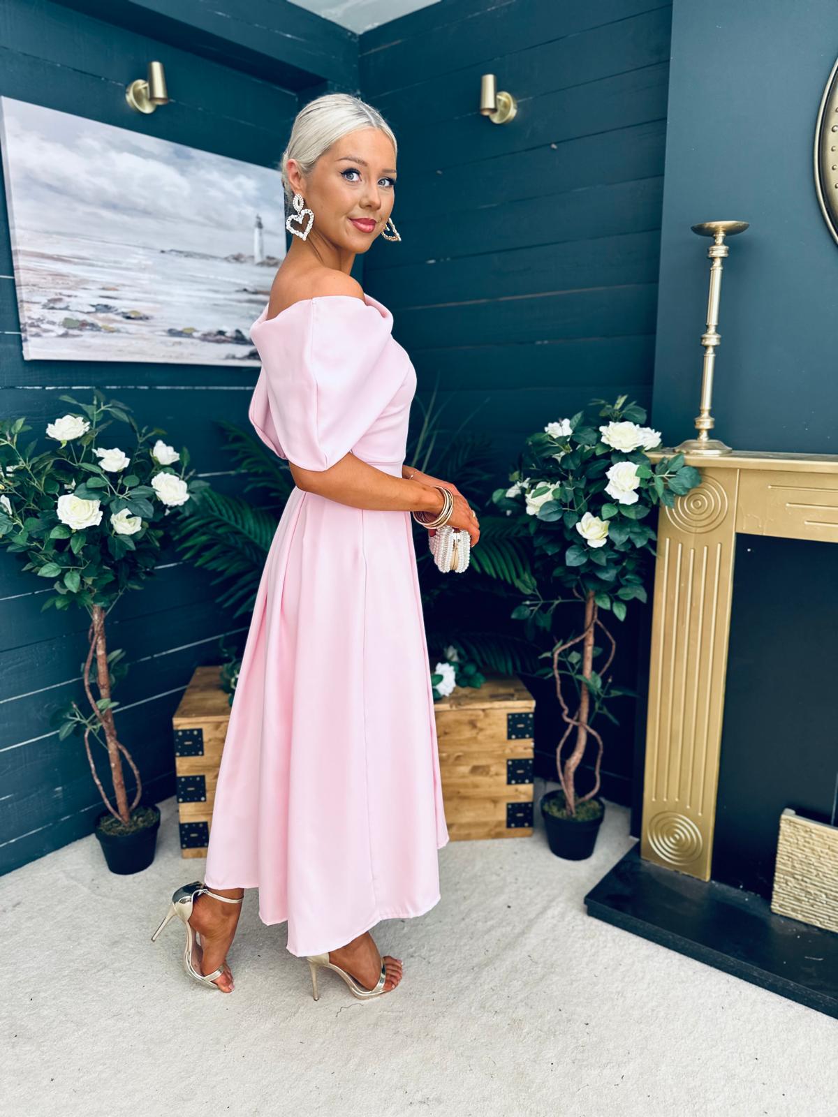 Laura Detailed Occasion Dress Pwr Pink