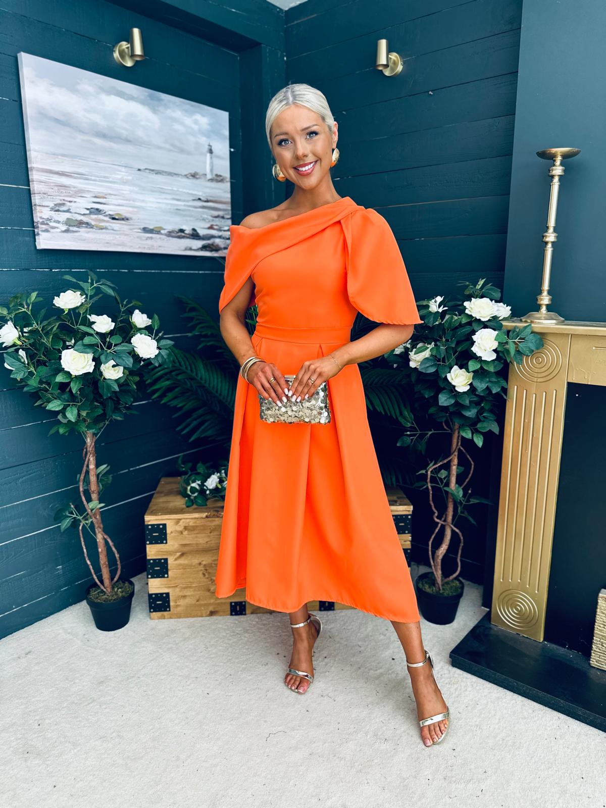 Laura Detailed Occasion Dress Orange