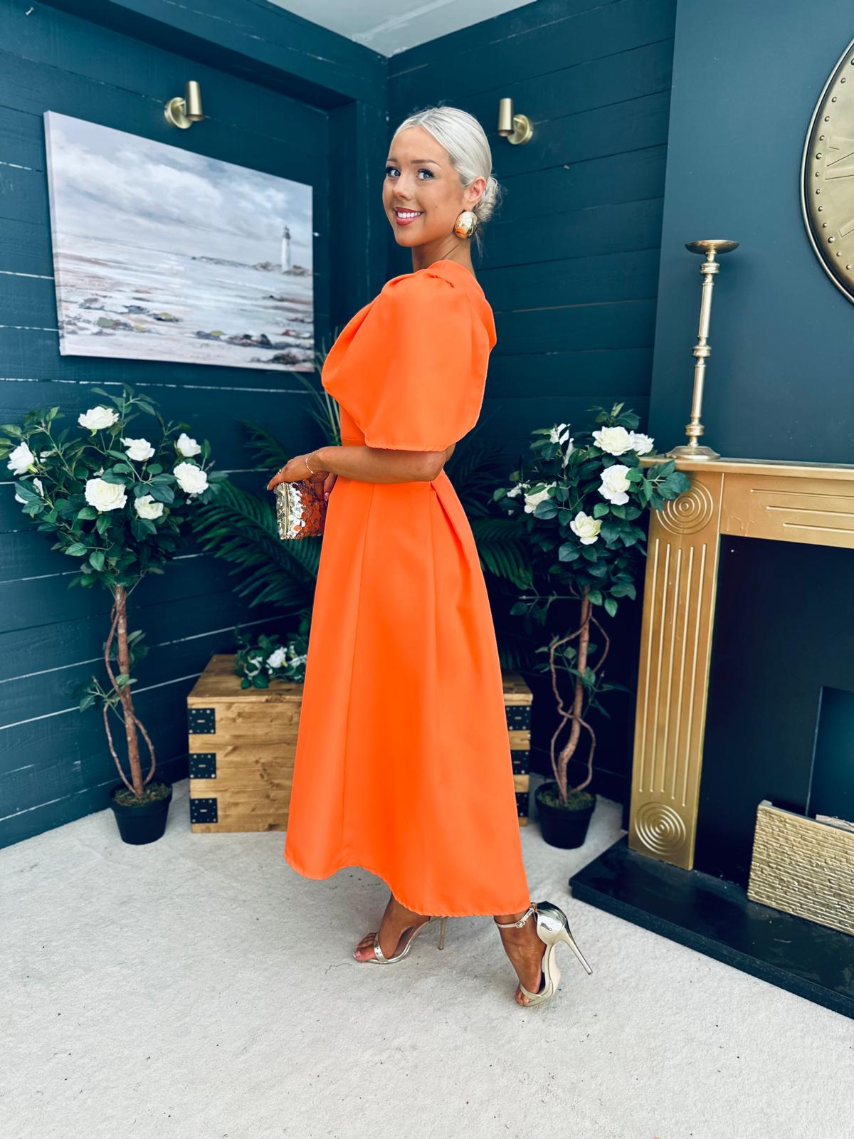 Laura Detailed Occasion Dress Orange