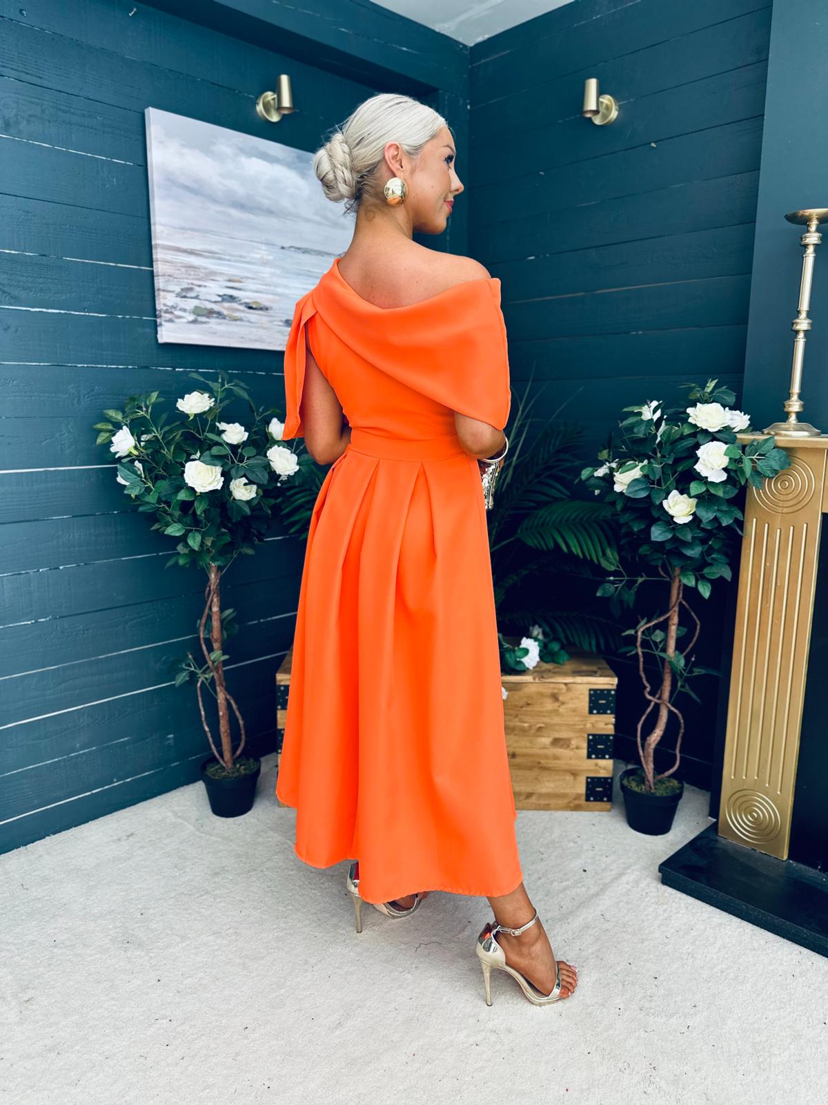 Laura Detailed Occasion Dress Orange