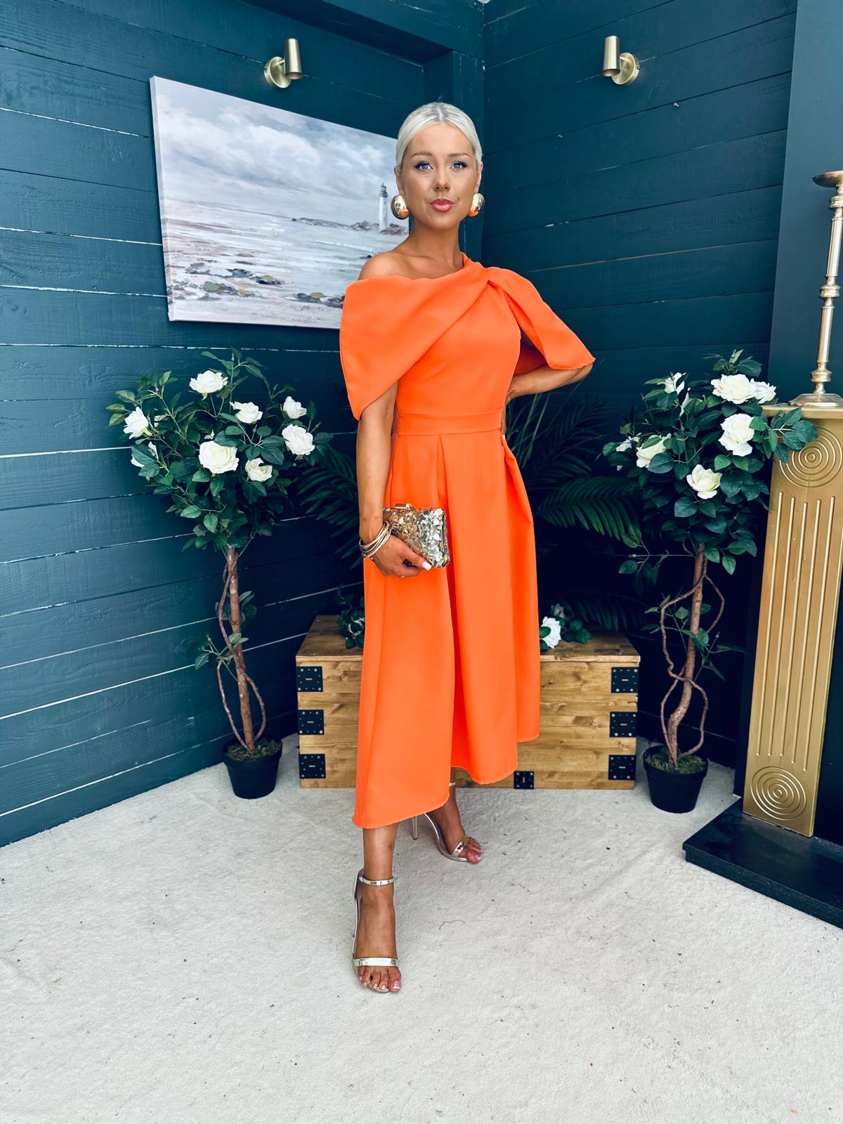 Laura Detailed Occasion Dress Orange