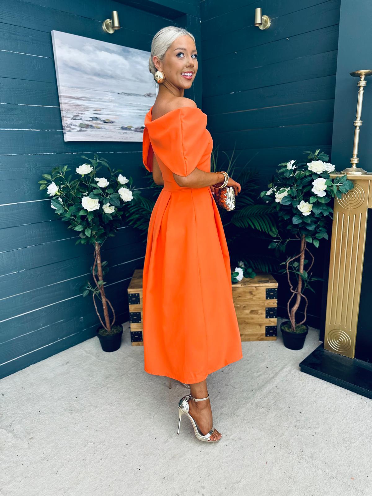 Laura Detailed Occasion Dress Orange