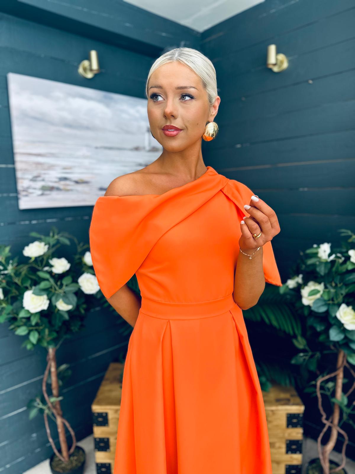 Laura Detailed Occasion Dress Orange