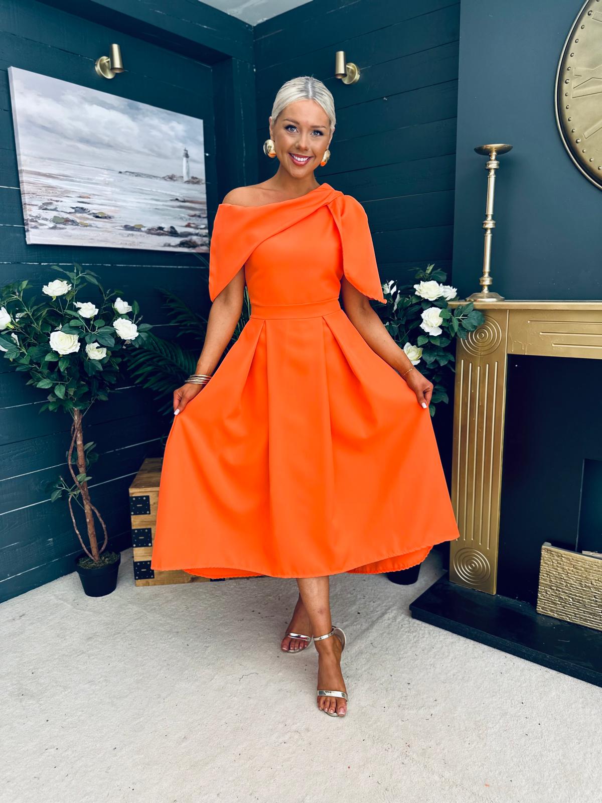 Laura Detailed Occasion Dress Orange