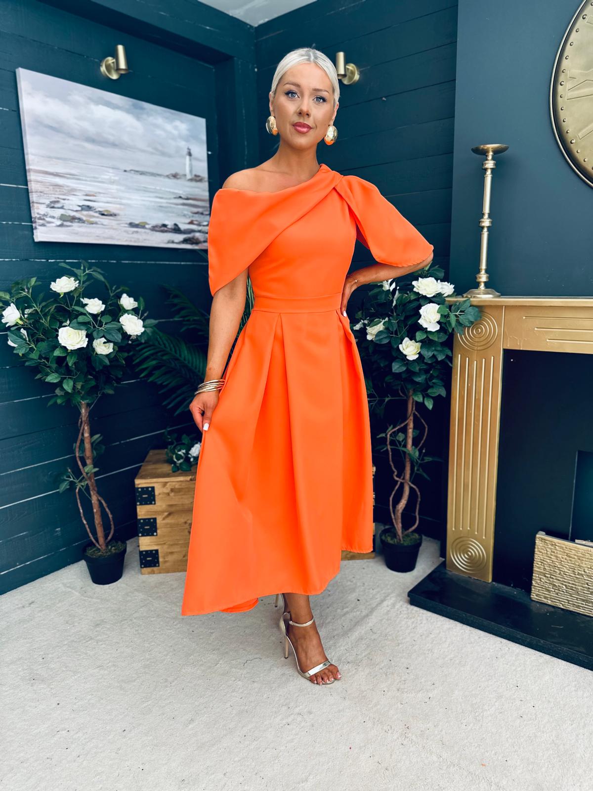 Laura Detailed Occasion Dress Orange