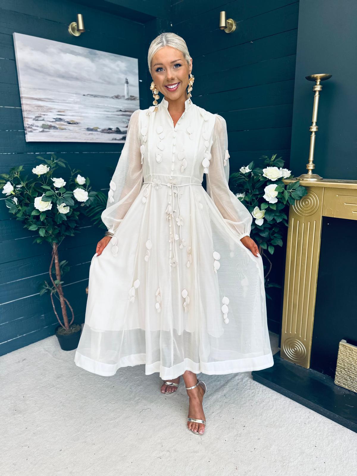 Nicola Embellished Occasion Dress Almond