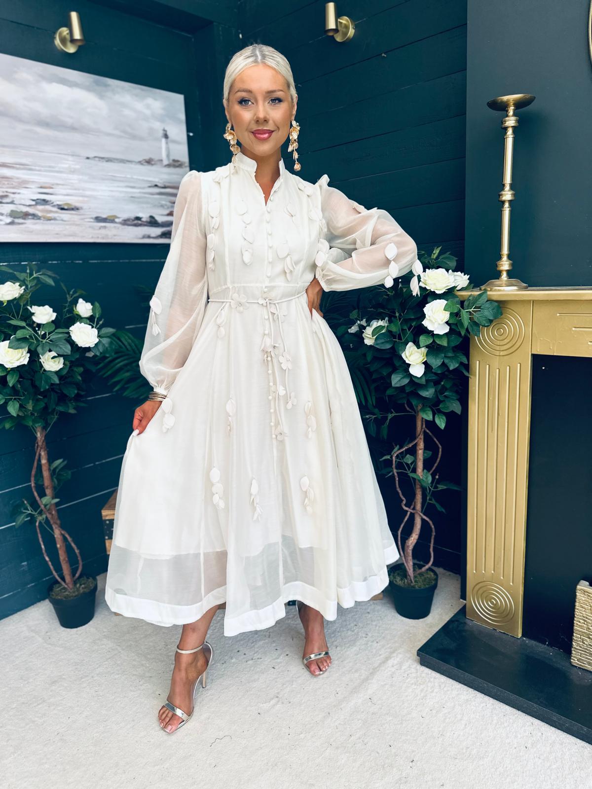 Nicola Embellished Occasion Dress Almond