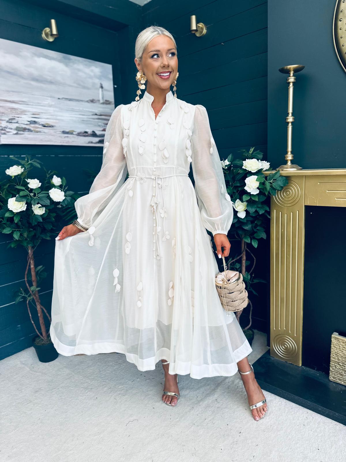 Nicola Embellished Occasion Dress Almond