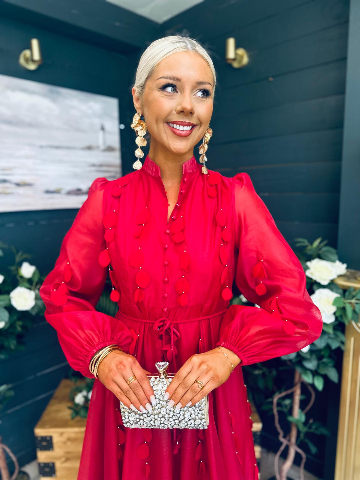 Nicola Embellished Occasion Dress Ruby