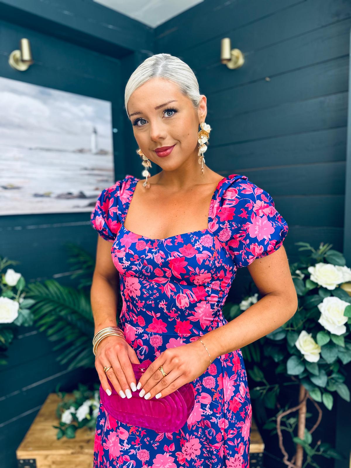Katie Sweetheart Midi Dress Blue