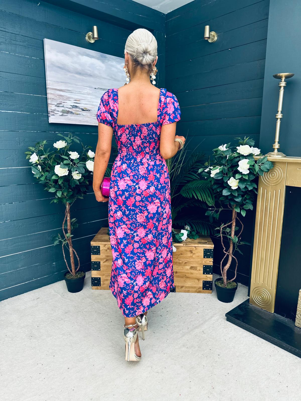 Katie Sweetheart Midi Dress Blue