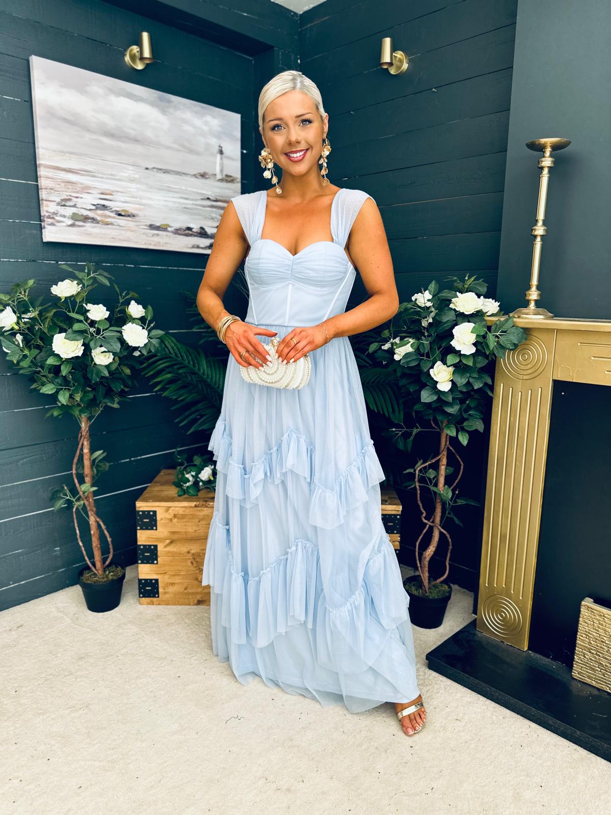 Rochelle Tulle Occasion Maxi Dress Pwr Blue