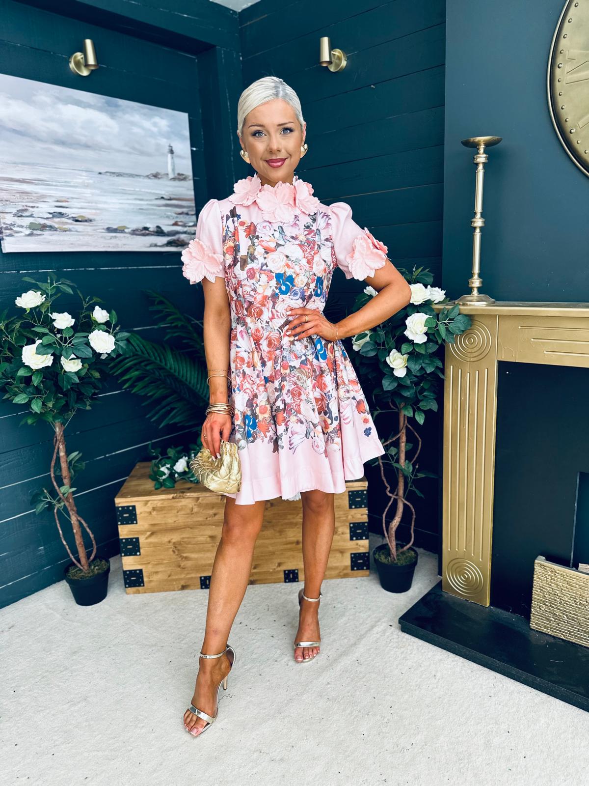 Diana Embellished Occasion Mini Dress Pink