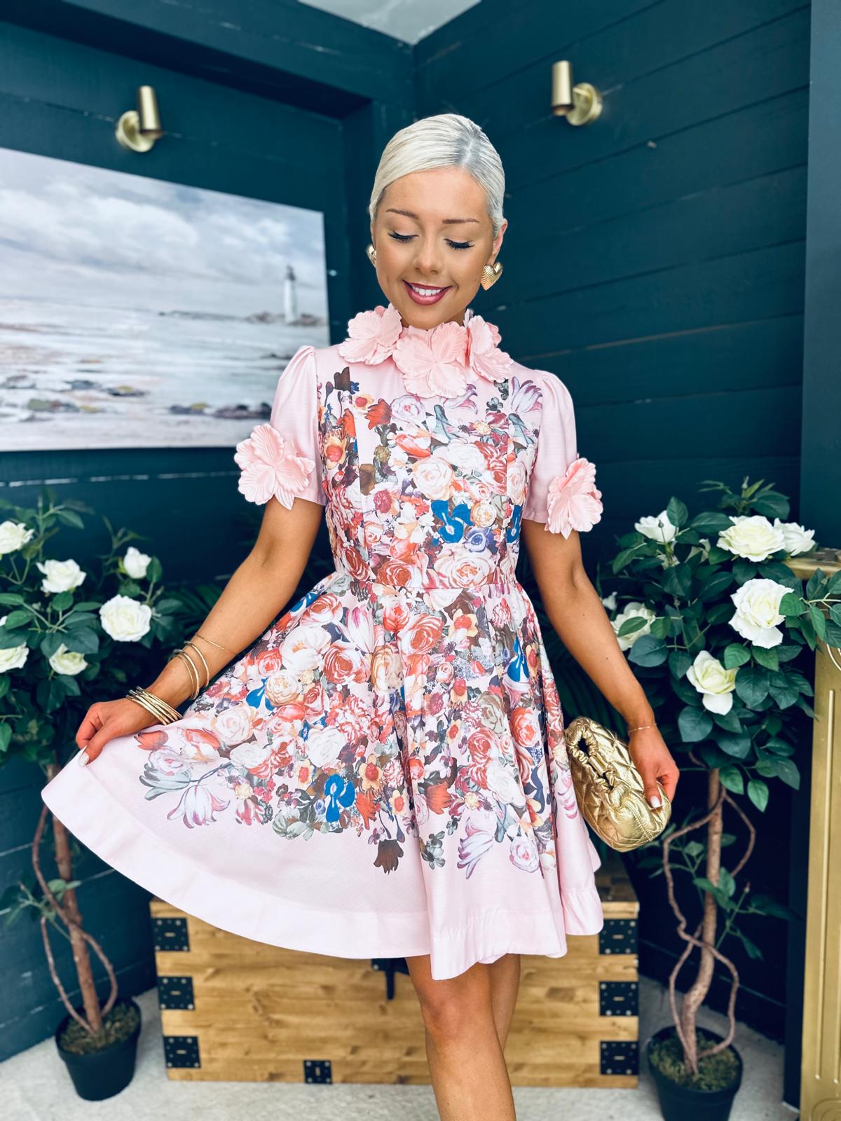 Diana Embellished Occasion Mini Dress Pink